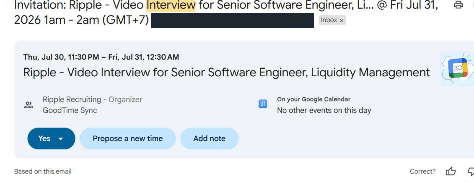 Ripple: Video interview invitation
