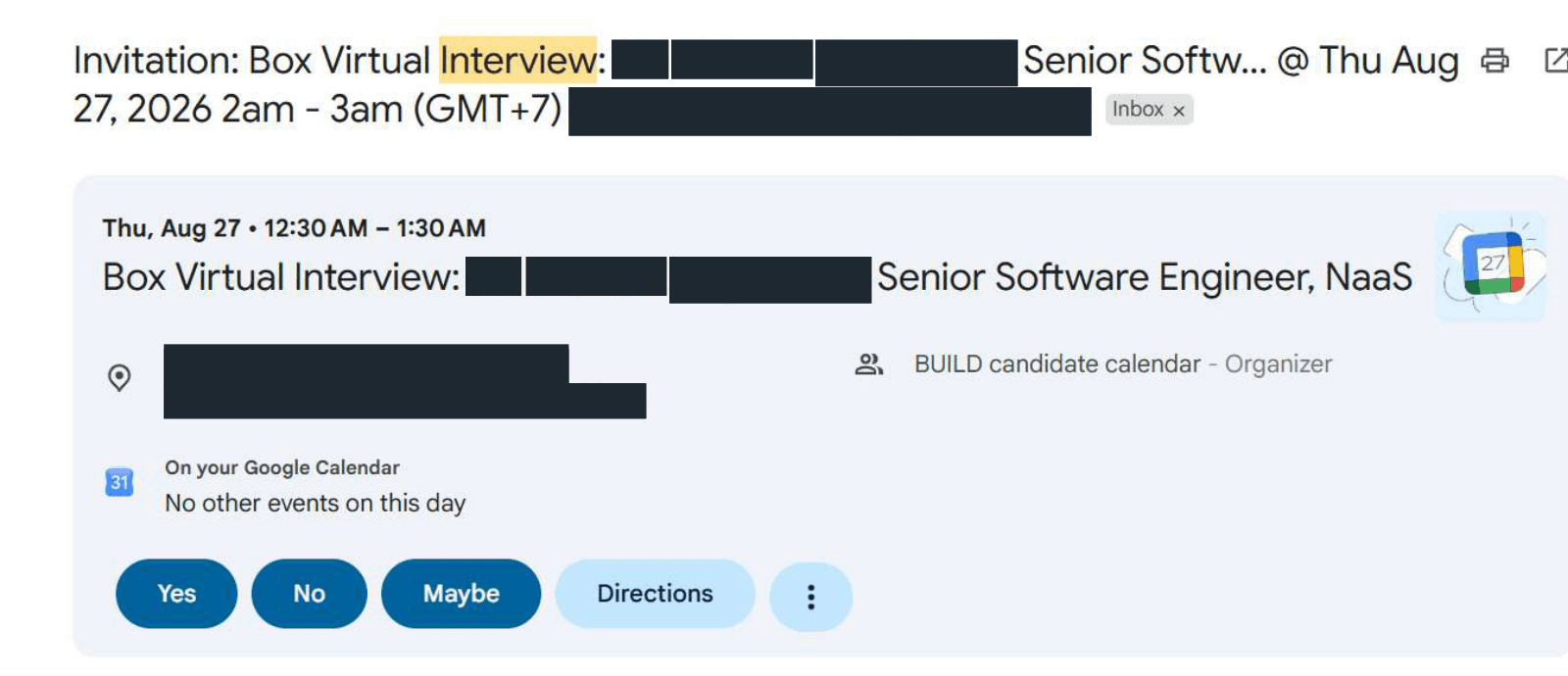 Box: Virtual interview invitation