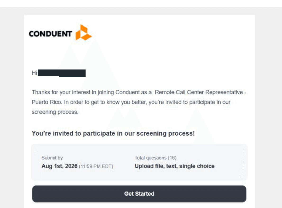 Conduent: Screening invitation