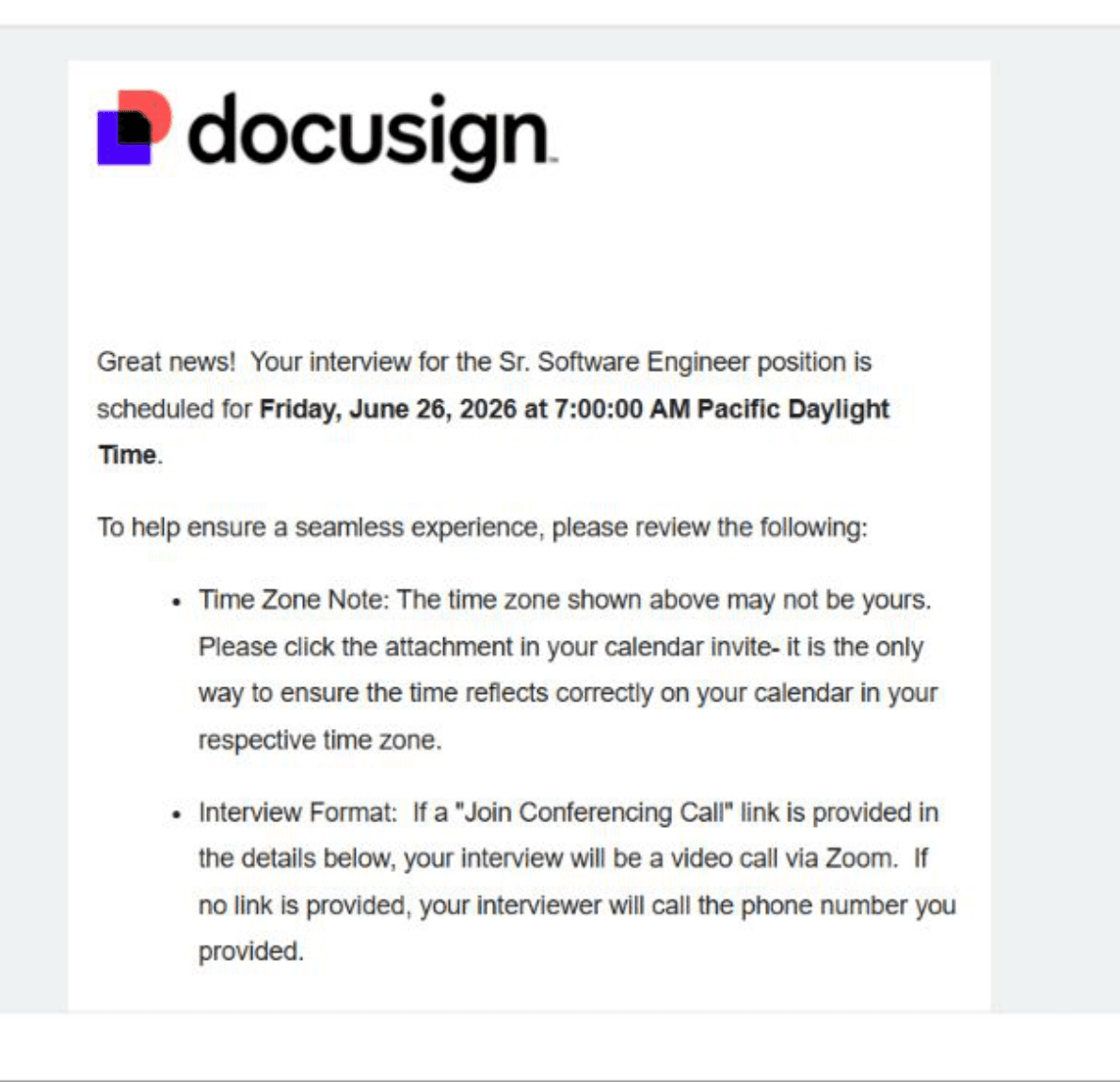 Docusign: Interview confirmation