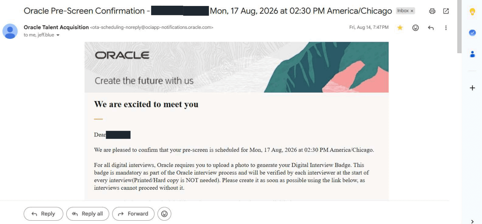 Oracle: Pre-screen confirmation